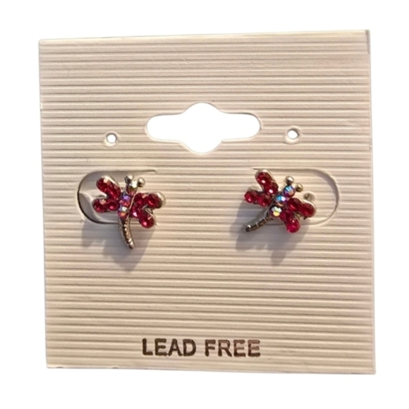 Rhinestone Stud Earrings Pick- Dolphin Star Crab Bow Paw Dragonfly Giraffe NWT - Picture 6 of 9